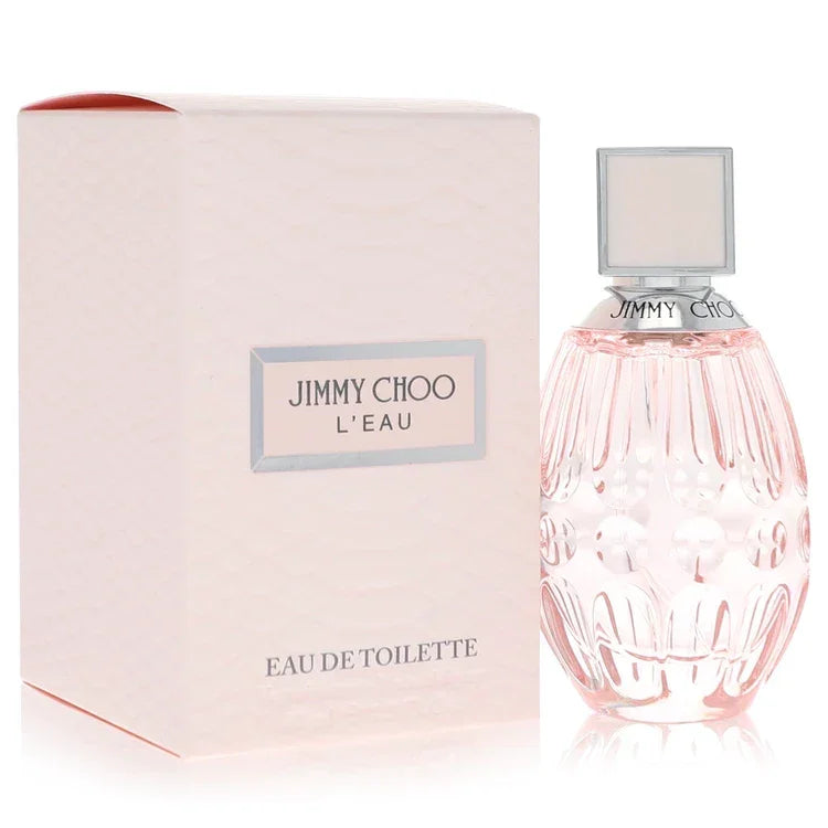 Jimmy Choo L'Eau perfume bottle and packaging on a white background
