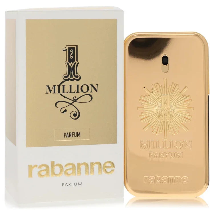 Paco Rabanne 1 Million Cologne signature luxury gold bar ingot shaped flacon displaying its premium metallic architectural edges, mirror-like reflection boundaries, and classic typographic brand stamping lines against a clean backdrop