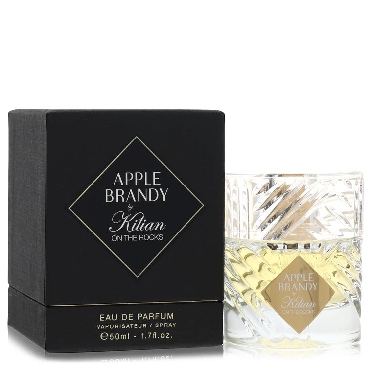 Kilian Apple Brandy on the Rocks Eau de Parfum bottle — iced fruity woody amber unisex perfume with bergamot, pineapple, apple brandy accord, rum, vanilla, ambroxan, and cedarwood notes.