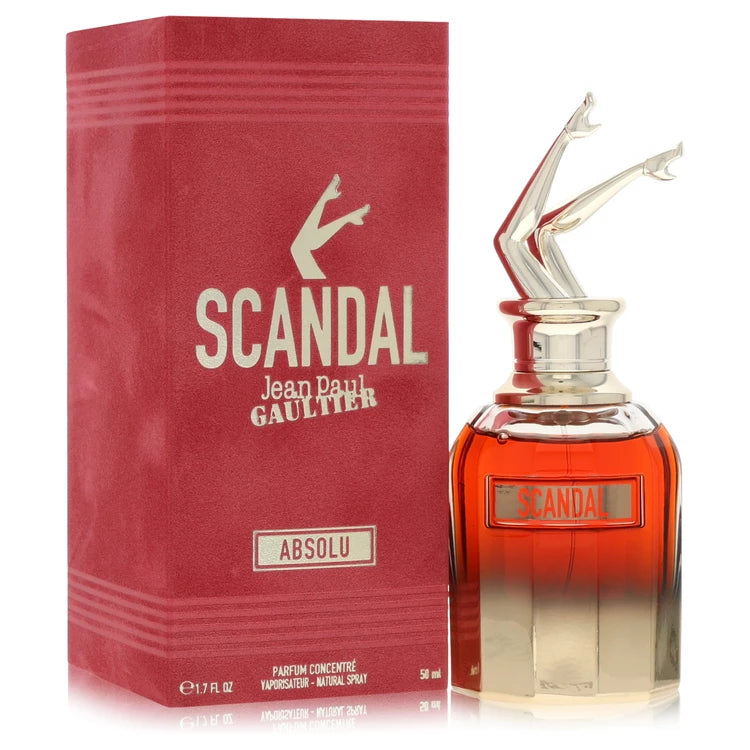 Jean Paul Gaultier Scandal Absolu Parfum Concentré bottle — opulent amber chypre women's perfume with creamy tuberose, juicy black fig, and smooth sandalwood notes.