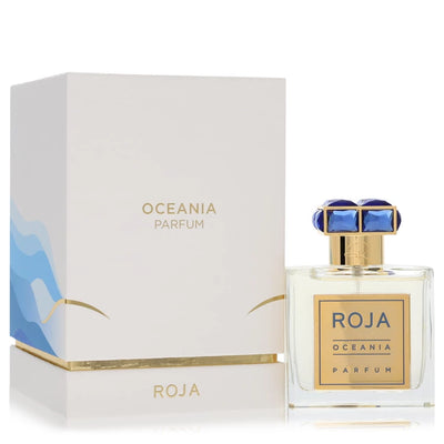 Roja Parfums Oceania Parfum bottle — luxury unisex floral woody citrus fragrance featuring refreshing notes of bergamot, island ylang ylang, and creamy sandalwood