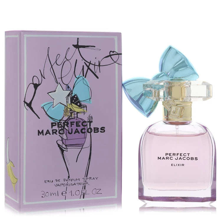 Marc Jacobs Perfect Elixir perfume bottle and packaging on a white background