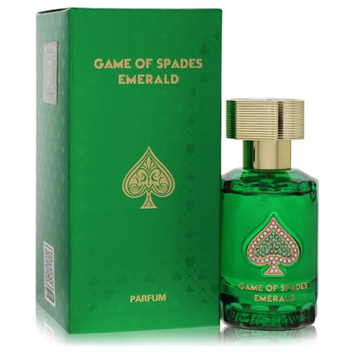 Jo Milano Game of Spades Emerald Parfum bottle with bergamot, ginger, grapefruit, orange blossom, neroli, musk and ambrette