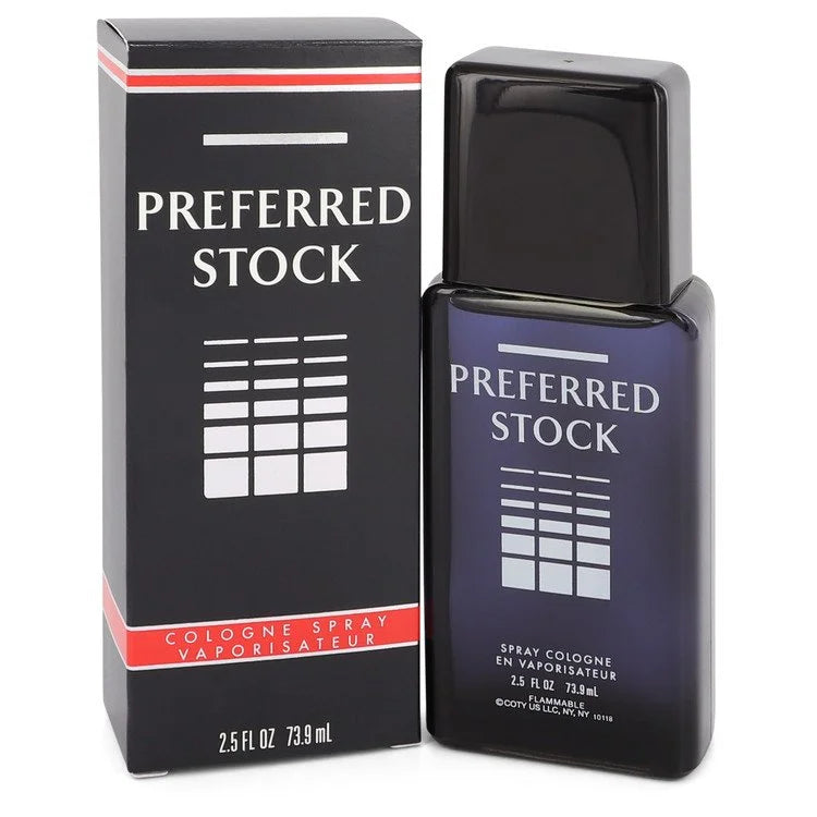 Coty Preferred Stock Cologne bottle — Classic Aromatic Spicy masculine fragrance with citrus, greenery, lavender, spices, sandalwood, patchouli, and musk