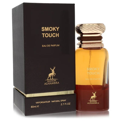 Maison Alhambra Smoky Touch Cologne bottle — luxury masculine woody oriental fragrance featuring deep notes of smoky vetiver, rugged leather, and warm patchouli