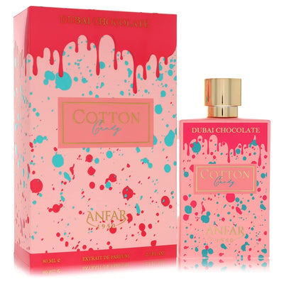 Anfar Cotton Candy Dubai Chocolate Perfume bottle — Gourmand Sweet Fruity fragrance with cotton candy accord, red berries, chocolate, caramel, vanilla, amber, and tonka bean