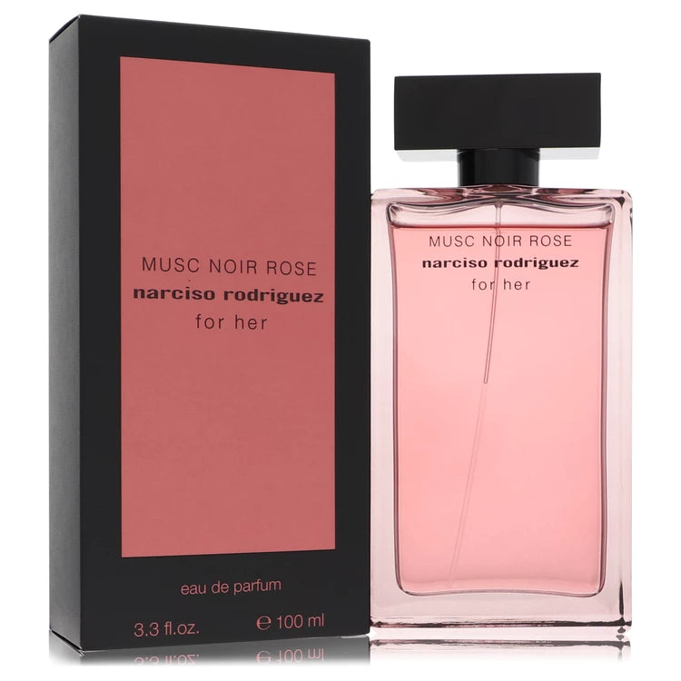 Narciso Rodriguez Musc Noir Rose perfume bottle and packaging on a white background