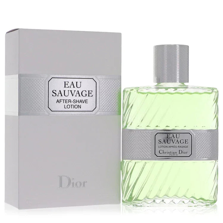 Christian Dior Eau Sauvage after-shave lotion bottle and packaging on a white background