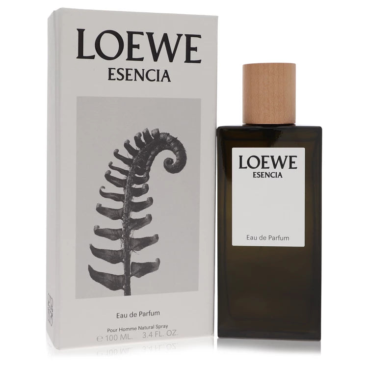 Loewe Esencia Cologne bottle — classic Spanish woody aromatic men fragrance with bergamot, lemon, tarragon, clary sage, basil, cedarwood, and sandalwood.