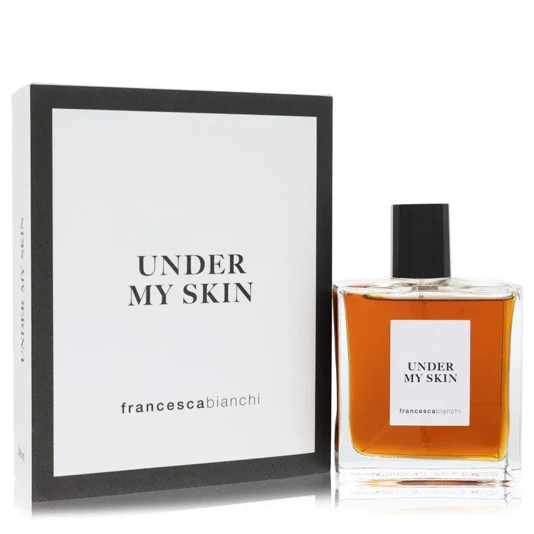 Perfume bottle and packaging of 'Under My Skin' by Francesca Bianchi on a white background