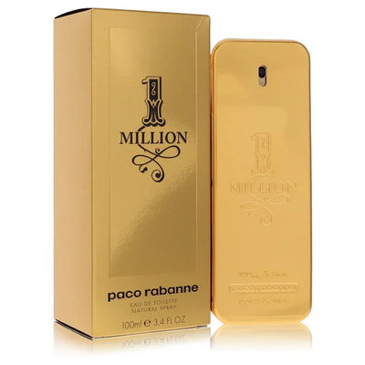 Paco Rabanne 1 Million perfume bottle and packaging on a white background