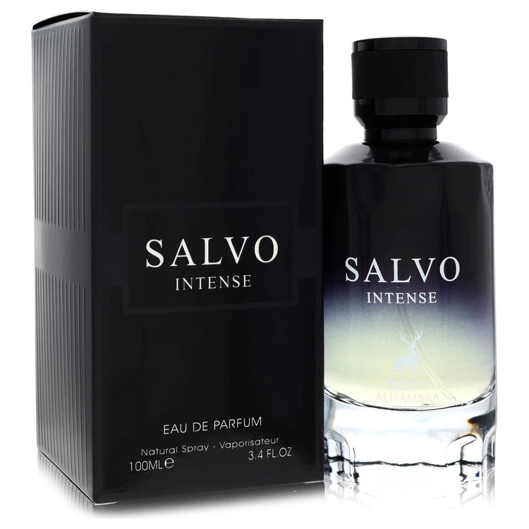 Salvo Intense Eau de Parfum bottle and packaging on a white background
