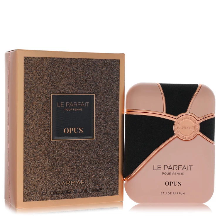 Armaf Le Parfait Opus perfume bottle and packaging on a white background