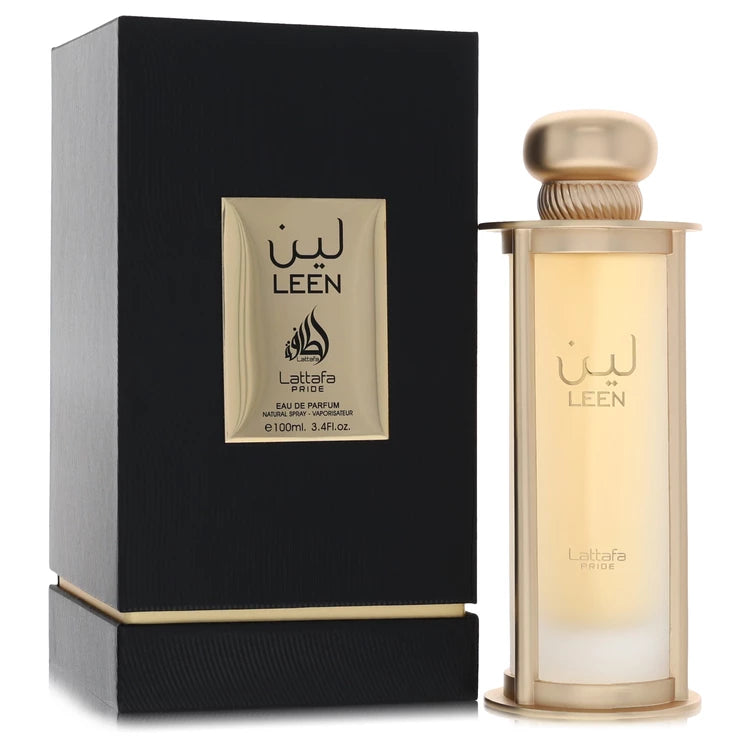 Leen perfume bottle and packaging on a white background