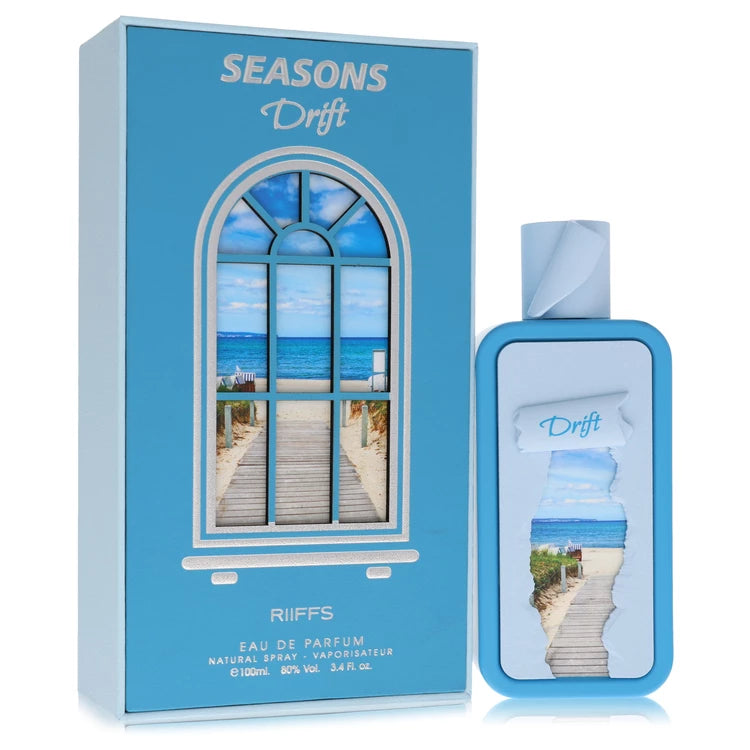 Riiffs Seasons Drift perfume bottle — fresh woody aromatic unisex fragrance with lemon zest, grapefruit, clary sage, ginger, labdanum, sandalwood, and amber notes