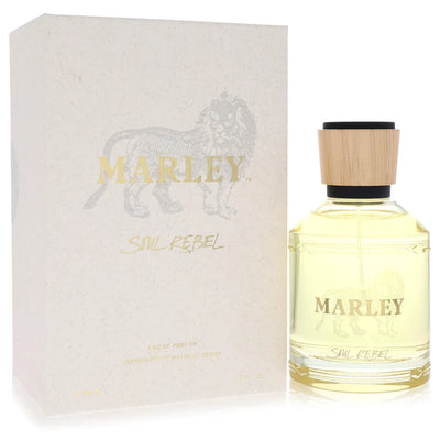 Marley Soul Rebel Eau de Parfum sunburst design bottle — premium luxury unisex aromatic woody fragrance featuring unique notes of sweet orange and pineapple