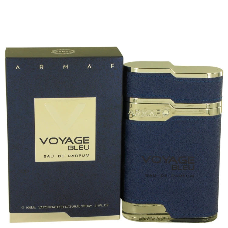 Armaf Voyage Bleu perfume bottle and packaging on a white background