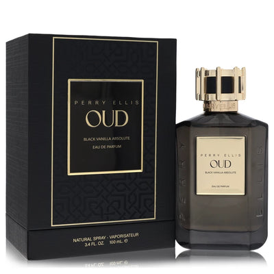 Perry Ellis Oud Black Vanilla Absolute bottle - warm vanilla, rum, oud, tobacco and black amber fragrance