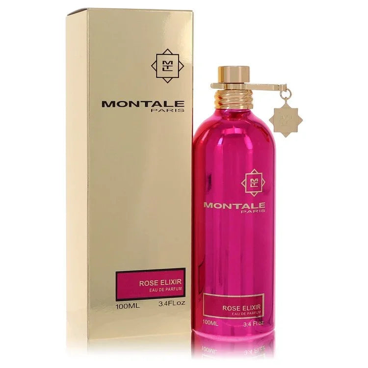 Montale Paris Rose Elixir perfume bottle and packaging on a white background
