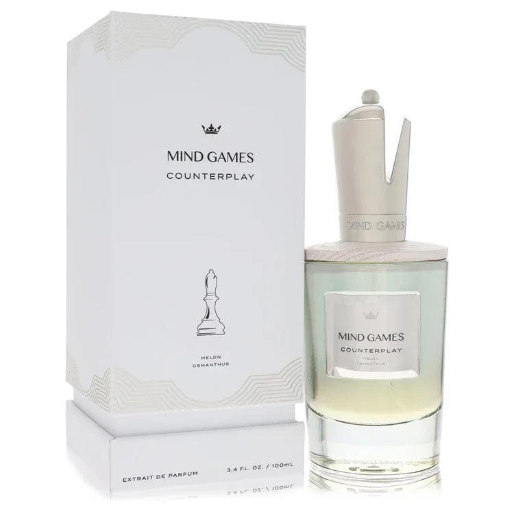 Mind Games Counterplay luxury fragrance bottle, an elegant and mysterious woody oriental niche scent profile.