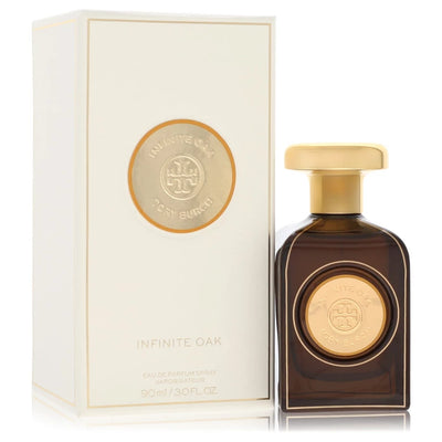 Tory Burch Infinite Oak perfume bottle with mandarin, neroli, oakwood, myrrh, sandalwood and vetiver