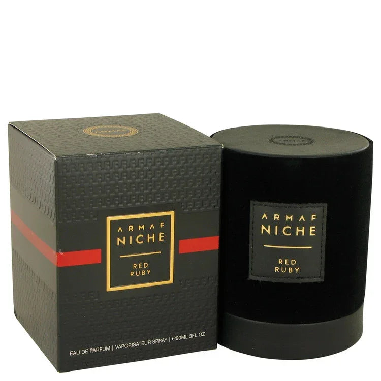 Armaf Niche Red Ruby perfume bottle and packaging on a white background