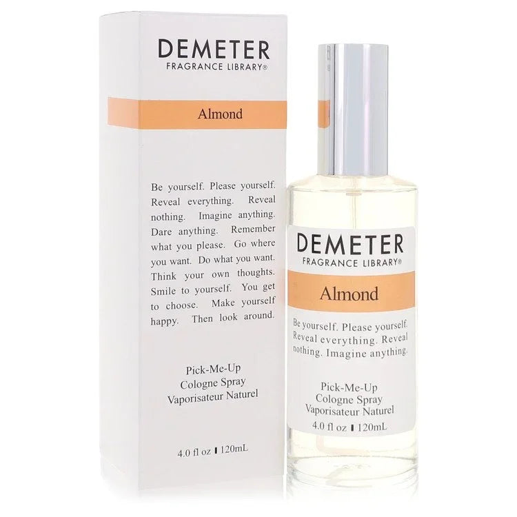 Demeter Almond cologne spray bottle and packaging on a white background