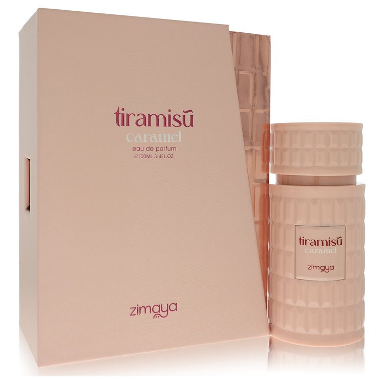 Afnan Zimaya Tiramisu Caramel Eau de Parfum bottle — unisex gourmand fragrance with caramel, honey, coumarin, vanilla and whiskey accord