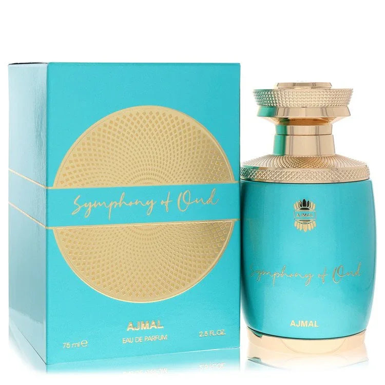 Ajmal Symphony of Oud Eau de Parfum bottle — luxury unisex oriental woody fragrance featuring rich notes of rose, saffron, and resinous smoky oud