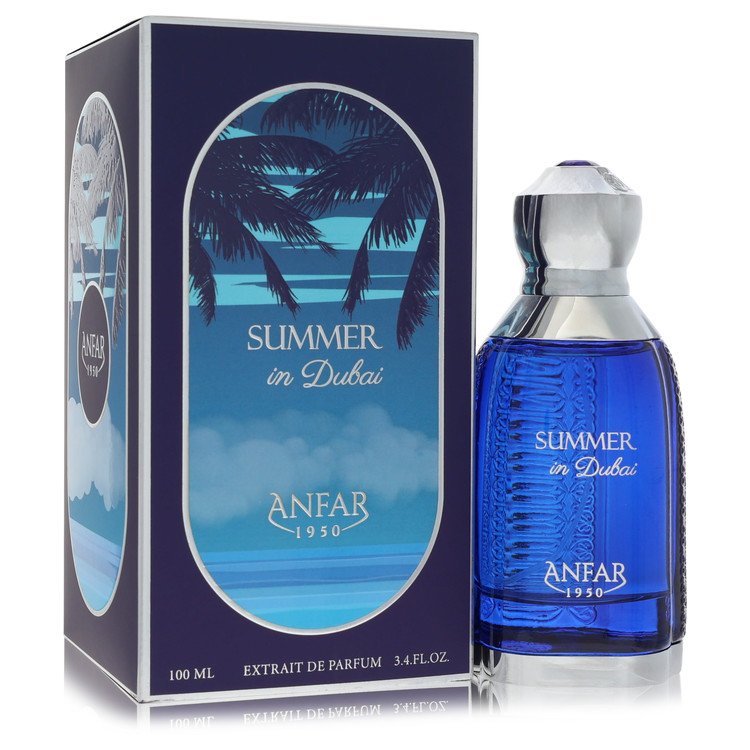 Anfar Summer In Dubai Eau de Parfum bottle — luxury men's fresh woody aromatic fragrance featuring refreshing notes of citrus, aquatic accords, and warm amber