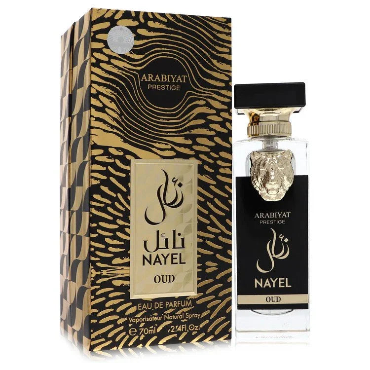 Arabiyat Nayel Oud perfume bottle and packaging on a white background