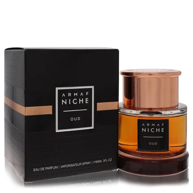 Armaf Niche Oud perfume bottle and packaging on a white background
