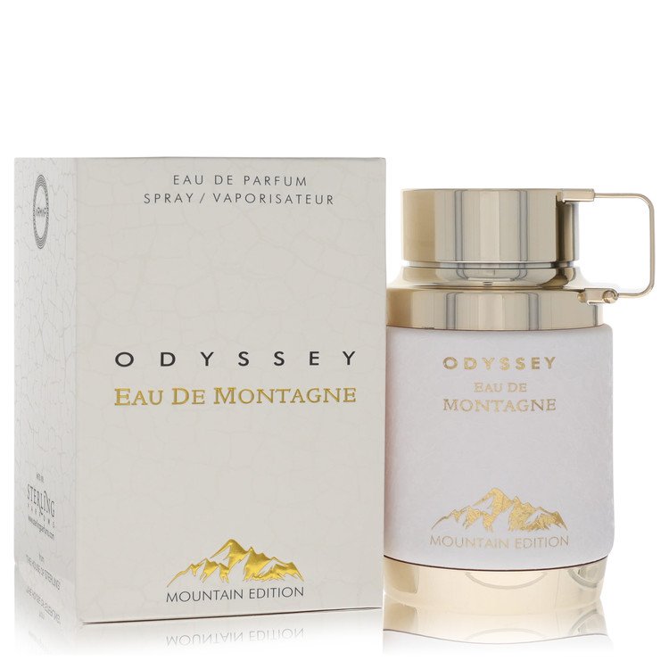 Armaf Odyssey Eau de Montagne Eau de Parfum bottle — luxury men's fresh aromatic woody fragrance featuring radiant notes of bergamot, lavender, and cedarwood
