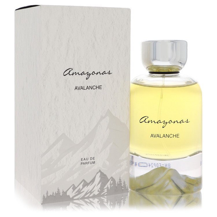 Amazonas Avalanche perfume bottle and packaging with mountain design