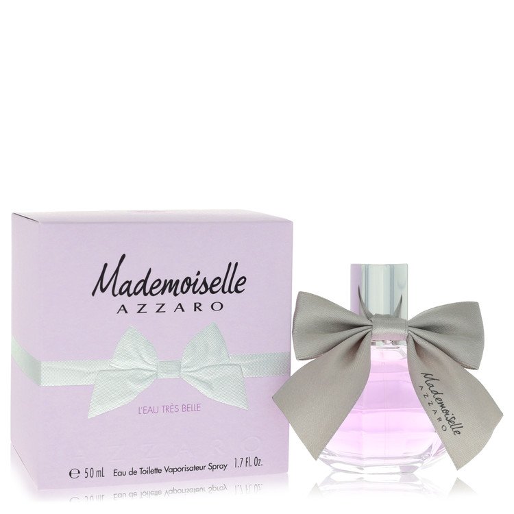 Azzaro Mademoiselle perfume bottle with packaging on a white background