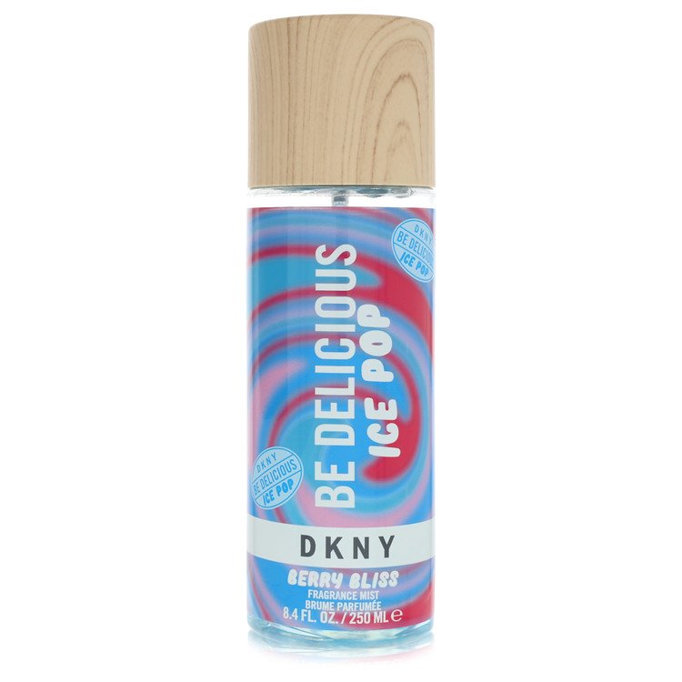 DKNY Be Delicious Ice Pop Berry Bliss fragrance mist bottle on a white background