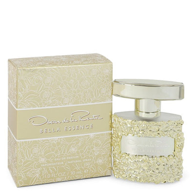 Bella Essence perfume bottle by Oscar De La Renta — floral oriental fragrance for women with grapefruit, raspberry, red currant, rose, jasmine, vanilla, centifolia, musk, patchouli, and ambrox notes 1.0 oz