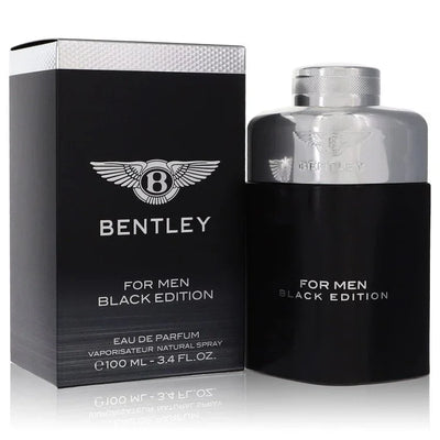 Bentley for Men Black Edition perfume bottle and packaging on a white background