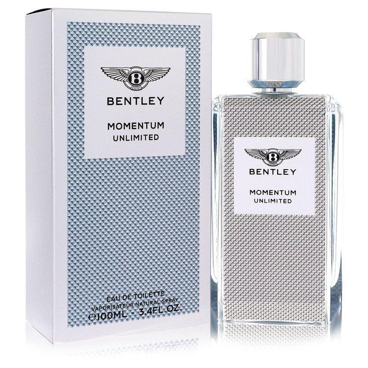 Bentley Momentum Unlimited perfume bottle and packaging on a white background