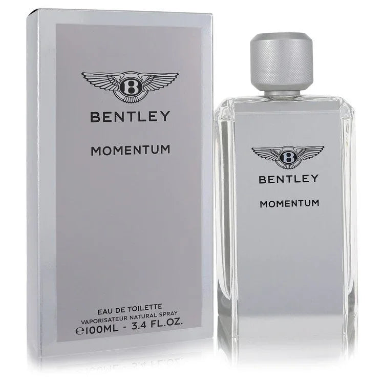 Bentley Momentum perfume bottle and packaging on a white background