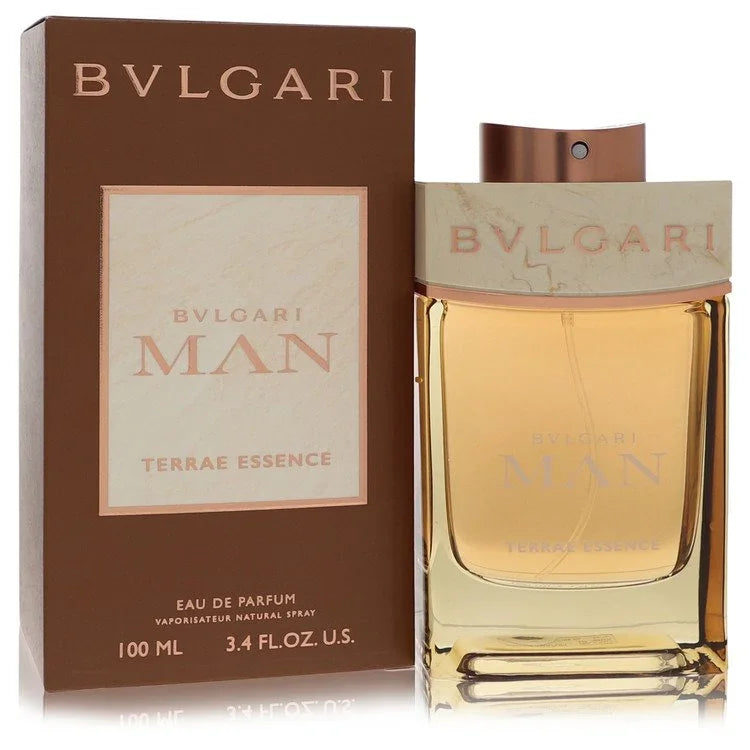 Bulgari Man Terrae Essence Eau de Parfum bottle and packaging on a white background
