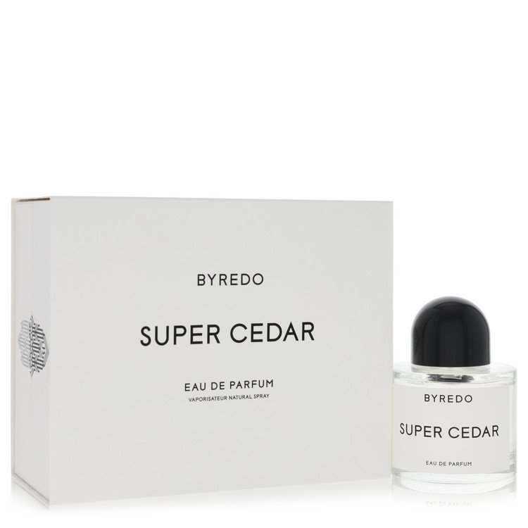 Byredo Super Cedar eau de parfum bottle and packaging on a white background