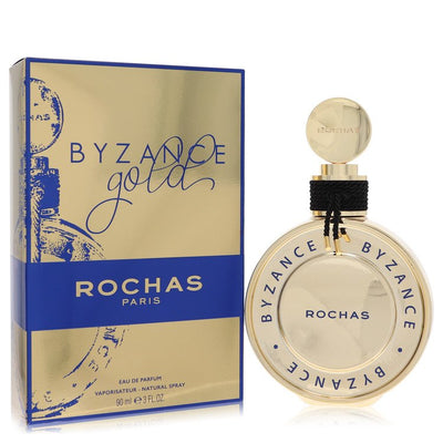 Rochas Byzance Gold Perfume bottle — floral fruity women’s Eau de Parfum with raspberry, lychee, blackcurrant, rose, jasmine, patchouli, tonka bean, cedar, and musk.