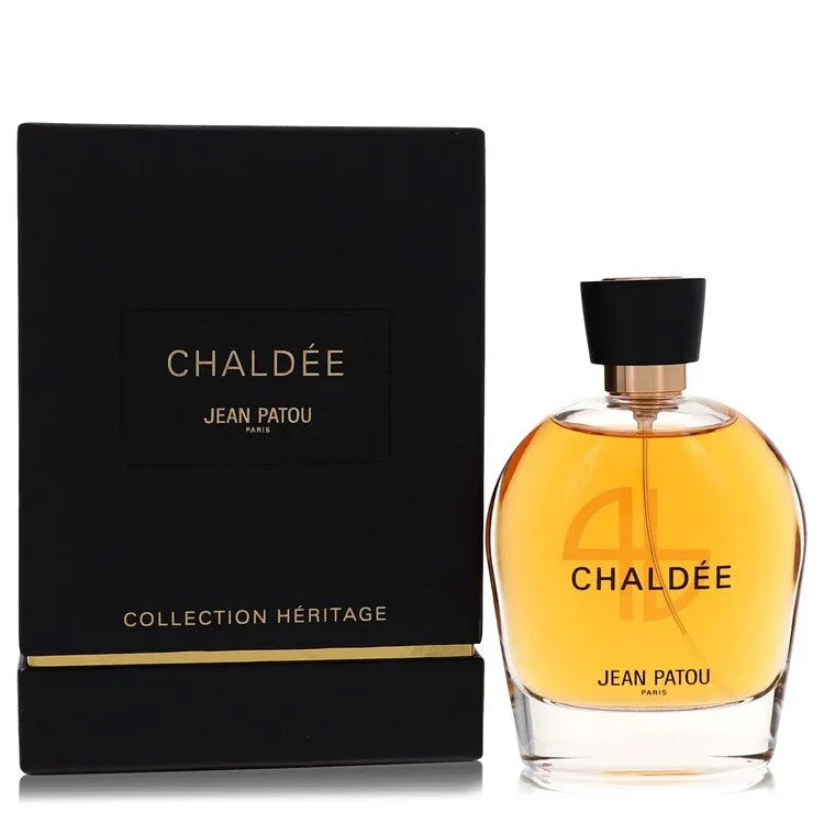 Jean Patou Chaldee perfume bottle and packaging on a white background