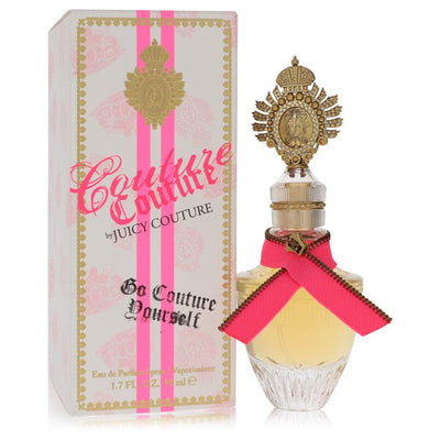 1.7 oz Juicy Couture Couture Couture Eau de Parfum bottle with orange flower, pink grapefruit, plum, jasmine, sandalwood and vanilla