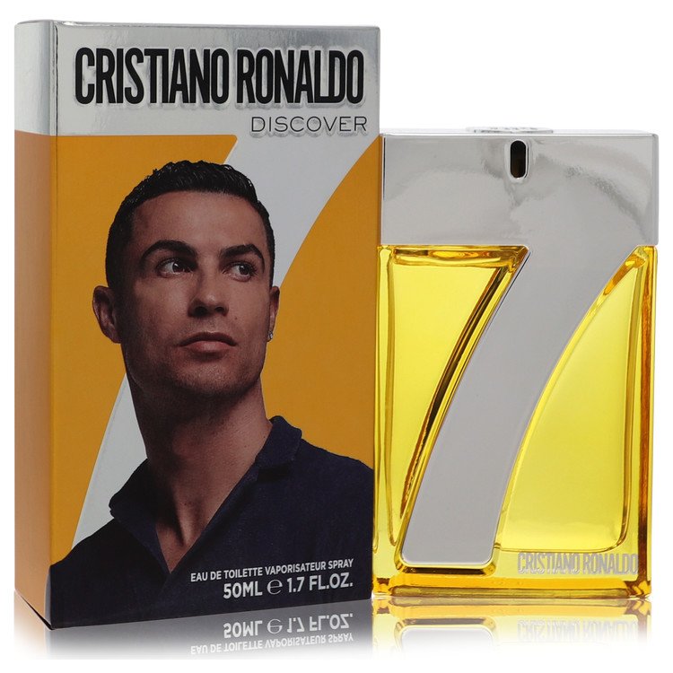 Cristiano Ronaldo perfume bottle and packaging on a white background