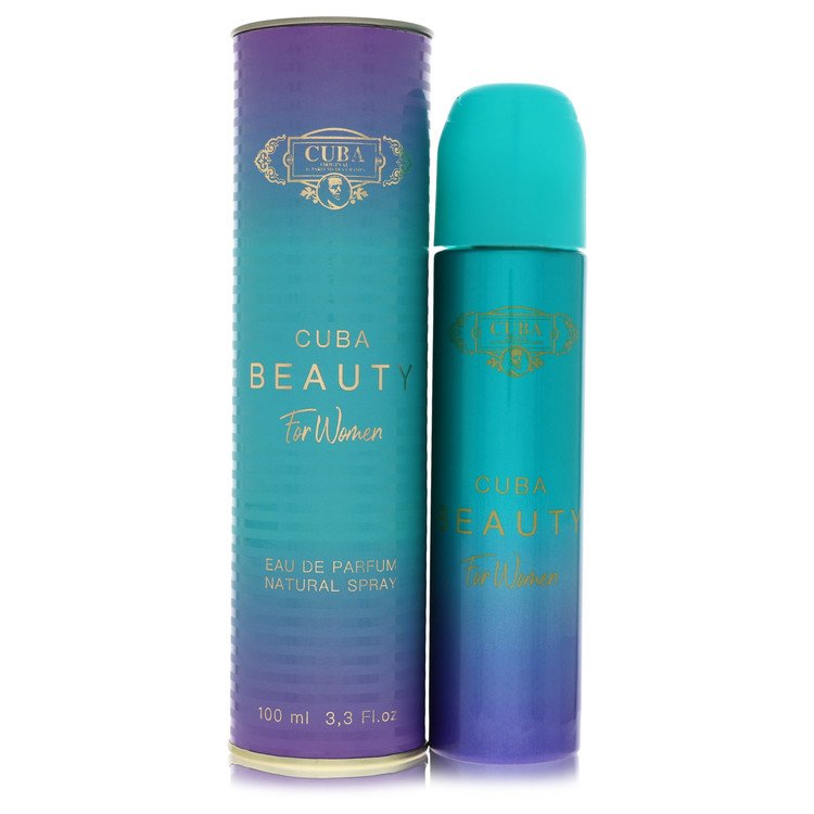 3.3 oz Cuba Beauty Eau de Parfum bottle — classic floral women's perfume with aldehydes, bergamot, lemon, rose, jasmine, lily of the valley, sandalwood, musk, vanilla, and vetiver notes.
