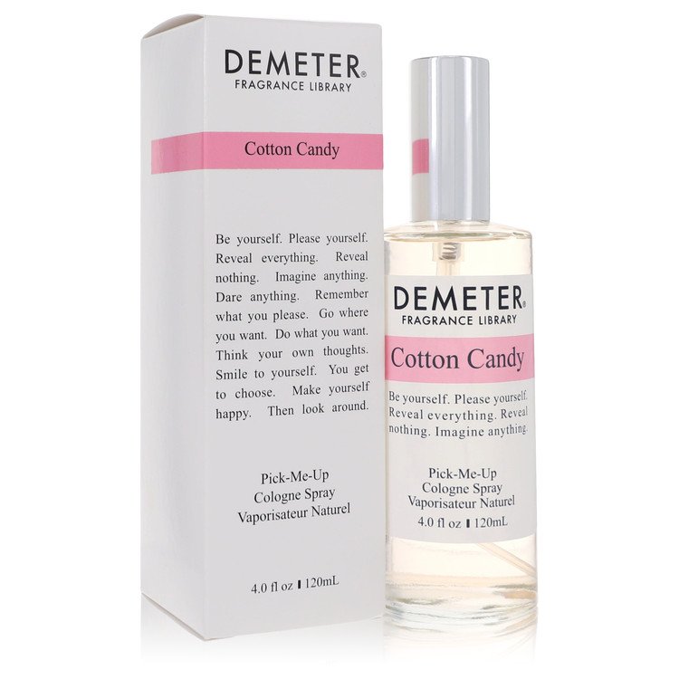 Demeter Cotton Candy cologne spray bottle and packaging on a white background