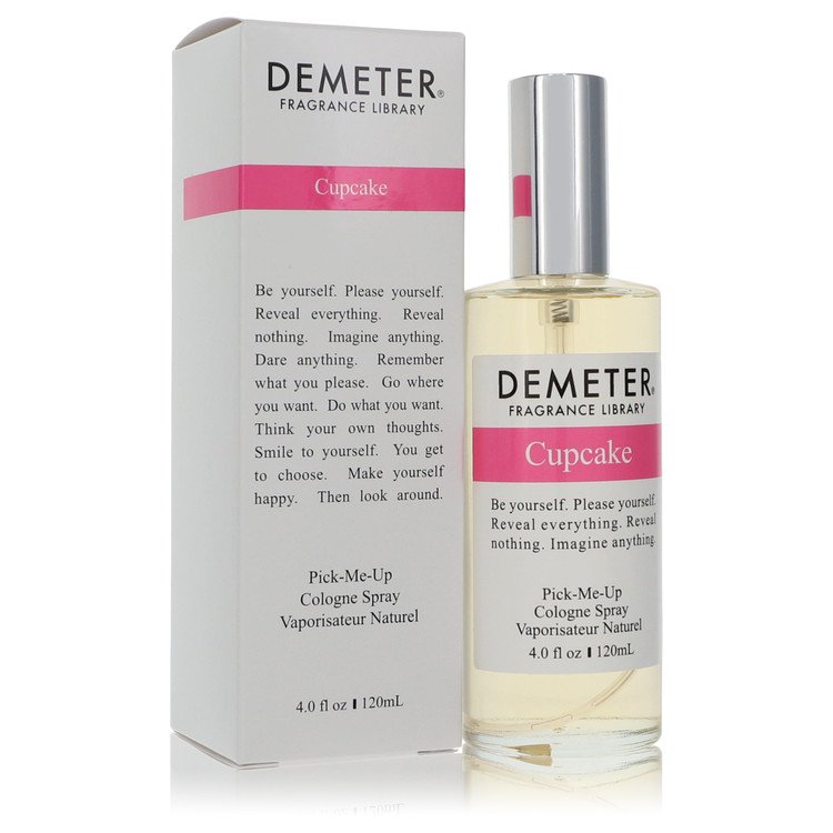 Demeter Cupcake Cologne Spray bottle — sweet gourmand women's perfume with sugar, vanilla, buttercream frosting, cake batter, warm musk, and vanilla bean notes.