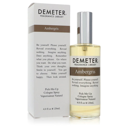 Demeter Ambegris cologne spray bottle and packaging on a white background
